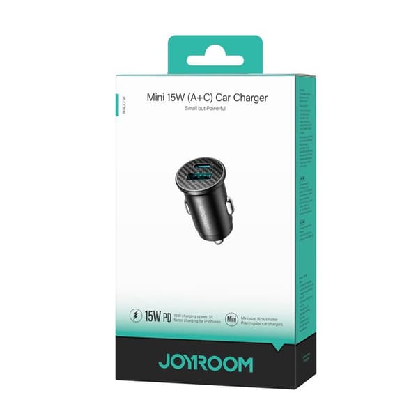 Mini bil laddare 15 W USB-A/USB-C - Svart