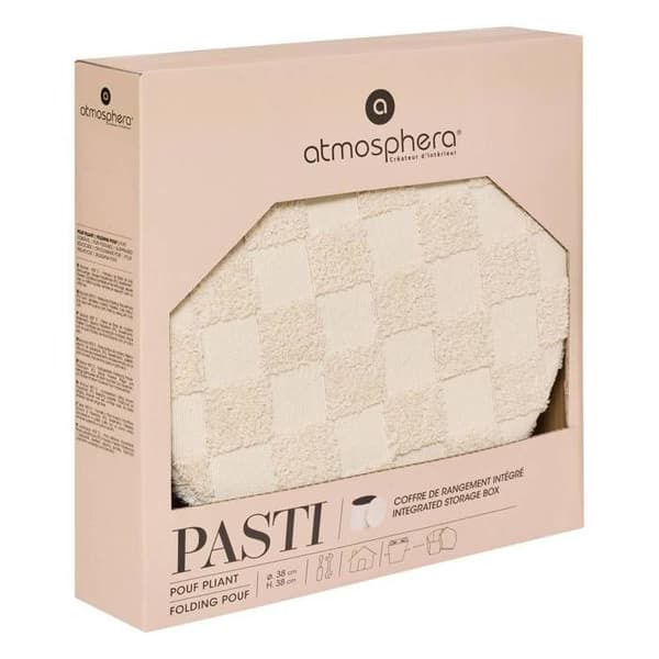 Fällbar puff "Pasti" vit D38x38cm - Atmosphera Inredningsdesigner