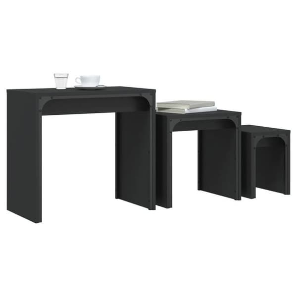 vidaXL Häckande soffbord 3 st Black Engineered Wood 837822