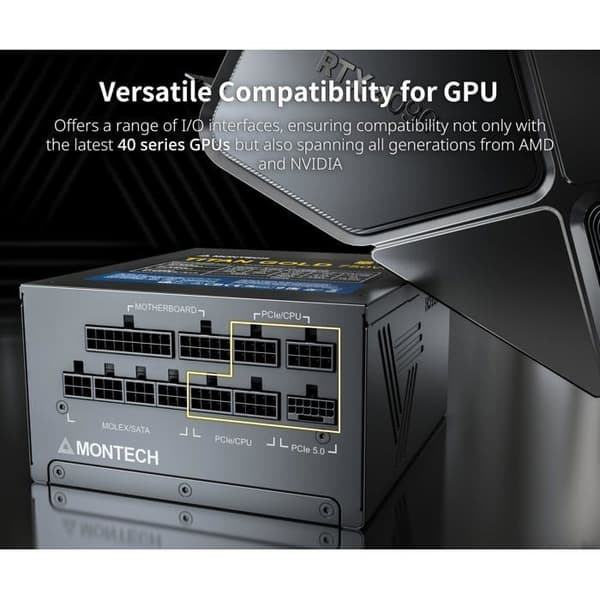 Strömförsörjning - MONTECH - Titan 1200W - 80 Plus Gold - Modulär - PCIe 5.0