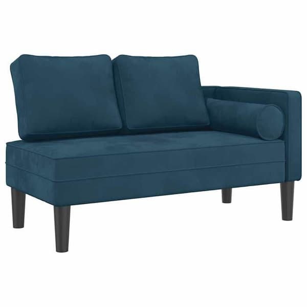 vidaXL Chaise longue med blå sammetkuddar 4007570