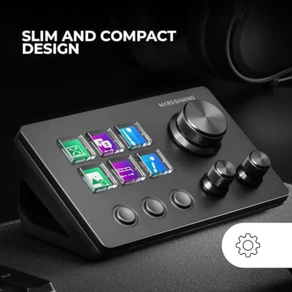 Control Deck Compact - Mars Gaming - MSD-Two - 6 Toucher LCD - 3 Multifunktionshjul - Svart