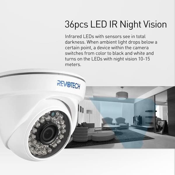 IP-säkerhetskamera - REVOTECH - HD 3MP - IR-nattvision - Dubbel kodning H.265/H.264 - Inomhus