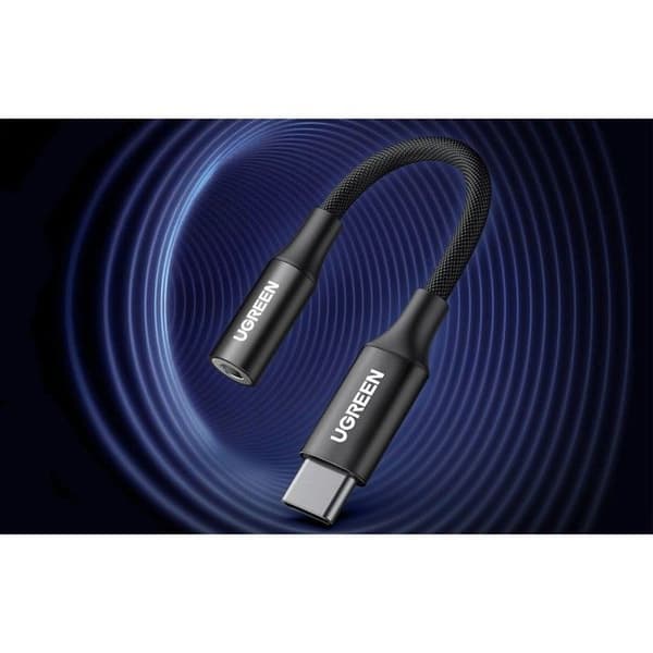 Ljudadapter - UGREEN - USB-C till Jack 3,5 mm - TRRS/TRS - Mikrofon & kontroller - Svart