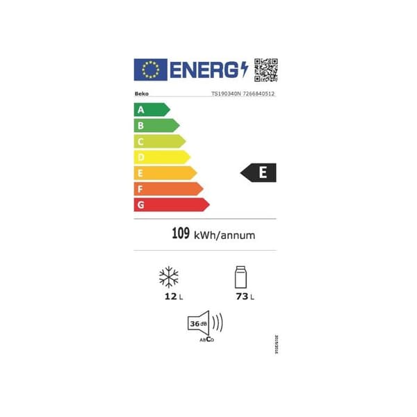 Beko Bordskylskåp 47,5cm 85l vit - TS190340N
