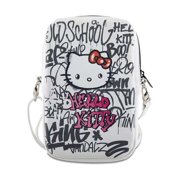 Axelväska - HELLO KITTY - Graffiti Kitty Head - Vit - För telefon - Rolig stil