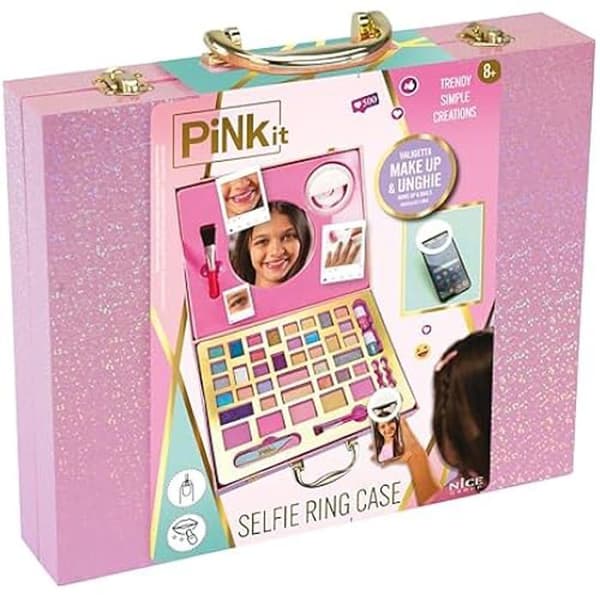 Makeupväska - NICE GROUP - Pinkit Selfie Ring - Holografisk - Ljusring - Barn