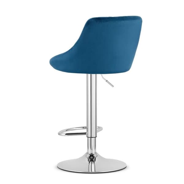 Taburett - KAST - Mörkblå velour - Chromad bas - Höjdjusterbar - Set om 2