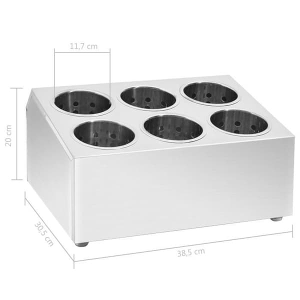 vidaXL Bestickhållare 6 Grids Square Rostfritt Stål