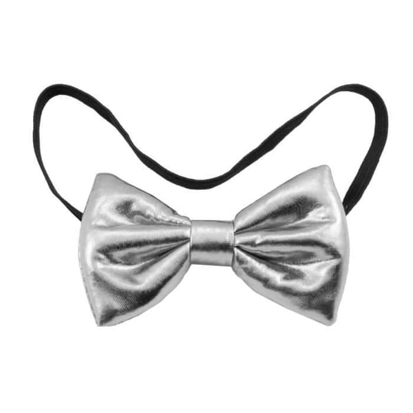 Folat fluga 10 cm polyester silver metallisk våg-storlek