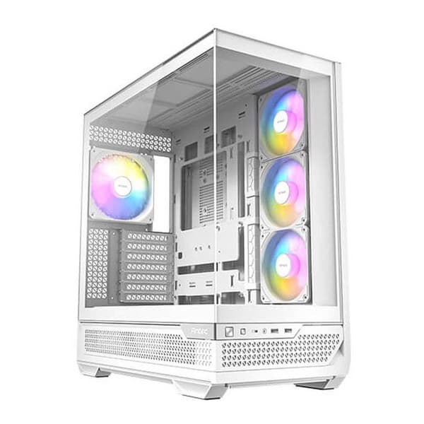 Antec C7 ARGB White, RTX 40 GPU-stöd, 4 x 120 mm ARGB PWM-fläktar ingår, vertikal kylning, Type-C 10 Gbps,