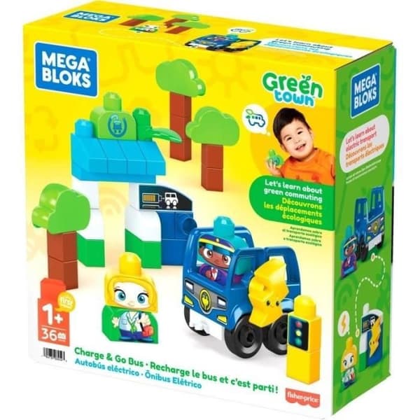 Bygglåda - MEGA Bloks - Grön Stad - Elbuss - 35 Block - Certifierad CarbonNeutral
