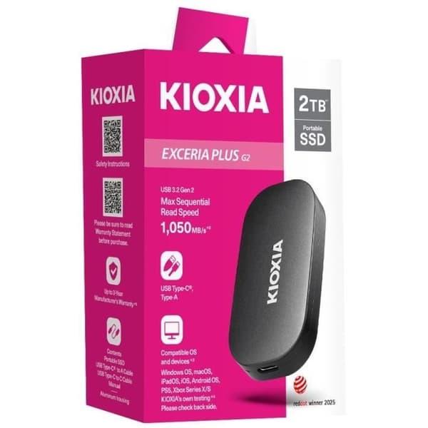 Extern hårddisk - KIOXIA - EXCERIA PLUS G2 PORTABLE - 2 To - SSD - USB 3.2 Gen 2