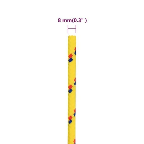 152609 vidaXL Båtrep Gul 8 mm 100 m Polypropen
