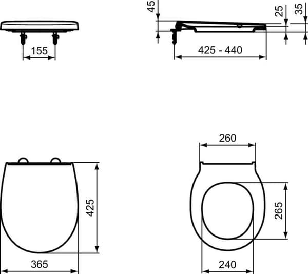 WC-lock - IDEAL STANDARD - E3355HY - Universell - Härdplast - Dämpning