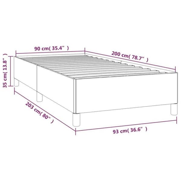 vidaXL Sängram utan madrass mörkgrå 90x200 cm sammet 347301