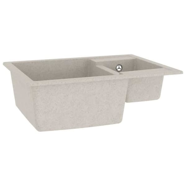 Köksvatten - Beige - Granit - 2 skålar - Rektangulär - Manuell