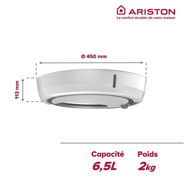 Platta - ARISTON THERMO GRUPP - 225366 - Demonterbar - Ø 45 cm - Vit