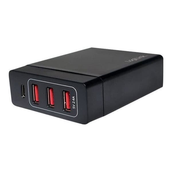 Strömadapter - LogiLink - Bordsladdare - 72 Watt - 4 USB-kontakter - USB-C