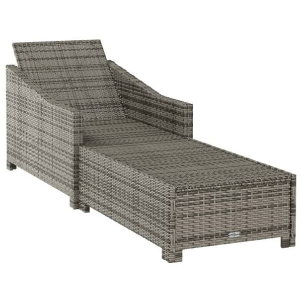 vidaXL Chaise longue med kudde, mörkgrå flätad resin grå