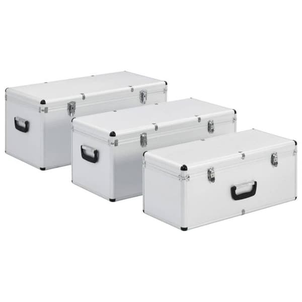 vidaXL Förvaringsboxar 3 st Silver Aluminium