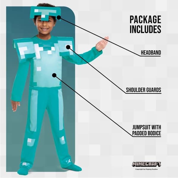 Kostym Minecraft - FÖRKLÄDNAD - Diamantarmour - 109-126 cm - 4-6 år - 100% polyester