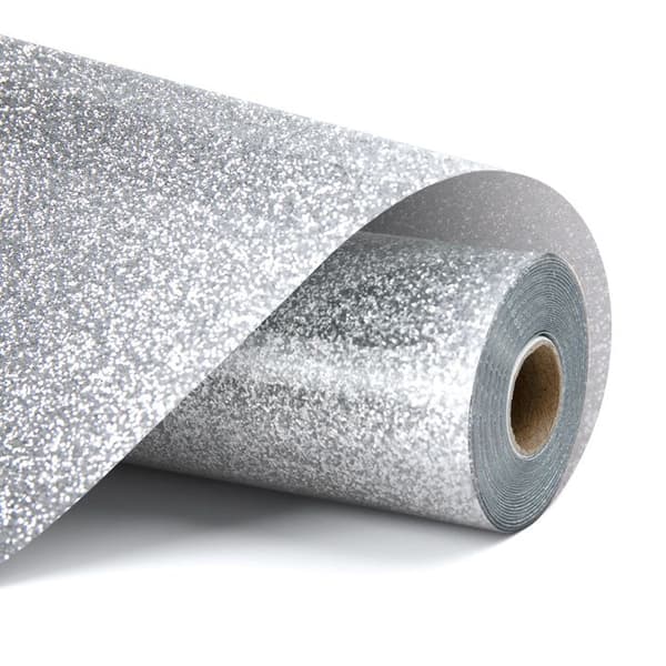 Värmeöverföringsvinyl Glitter - Silver - 30,5 x 90 cm