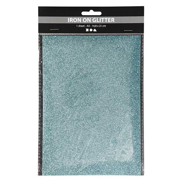 Blått glitter papper på järn - 14,8 x 21 cm