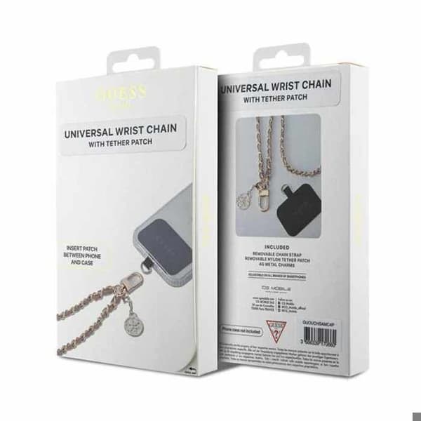 Guess Universal Hand Strap Saffiano Chain 4G Charm - Universal Phone Strap (Rosa)