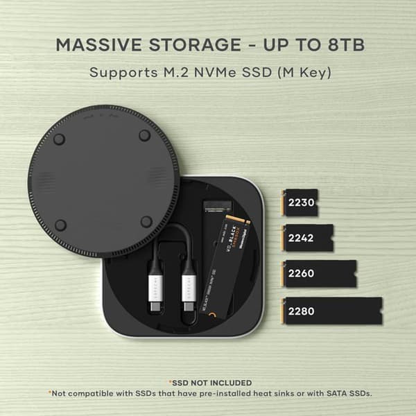 SSD-hölje - SATECHI - Slim - USB4 - 3840 Mo/s - Aluminium silverfärgad