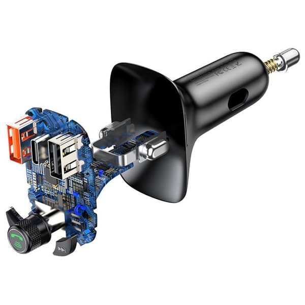 FM-modulator - Baseus - S-13 - 2x USB - Typ-C - Bluetooth - LED-skärm