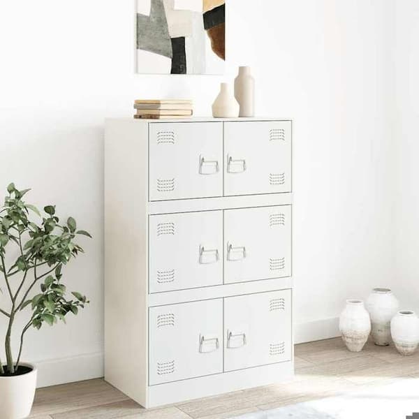 vidaXL Buffé vit 67x39x107 cm stål 841660