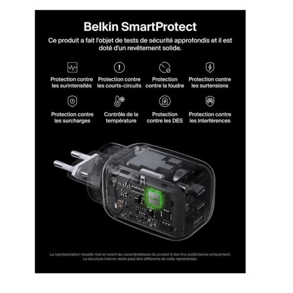 "USB-C 100W max PD-PPS väggladdare: 2 USB-C 100W, 1 USB-A 22.5W - vit - Belkin"