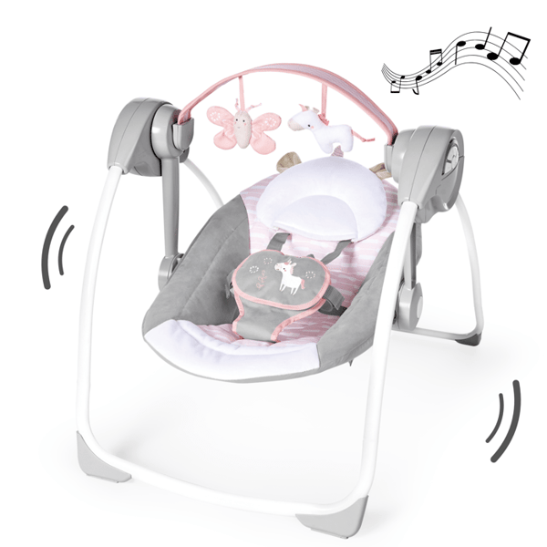 INGENUITY Transat för baby elektrisk gunga vikbar - Flora - Båge, babypresent, gunginställningar, timer