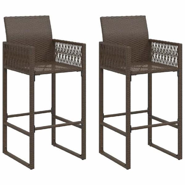 vidaXL Barstolar för trädgård set om 2 brun flätad resin 368703