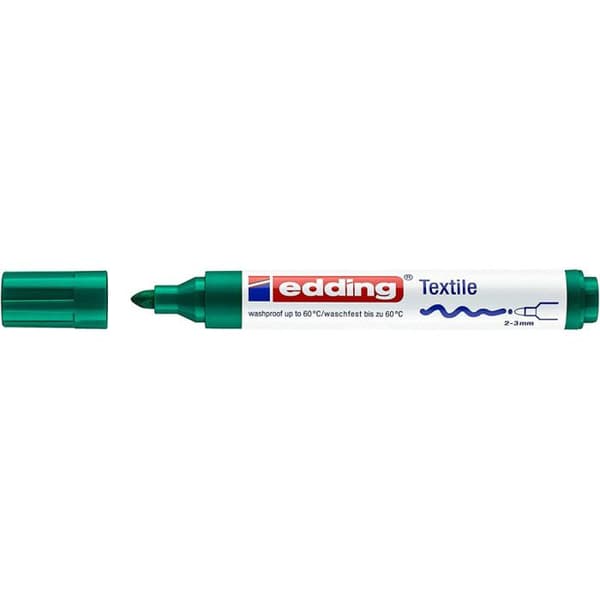 Textilmarkers - Edding - 4500 Basic - Set med 5 - Rund spets 2-3 mm - Tvättbar 60°C