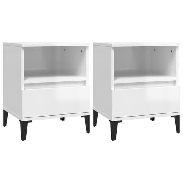 821815 vidaXL Sängbord 2 st Vit högblanka 40x35x50 cm