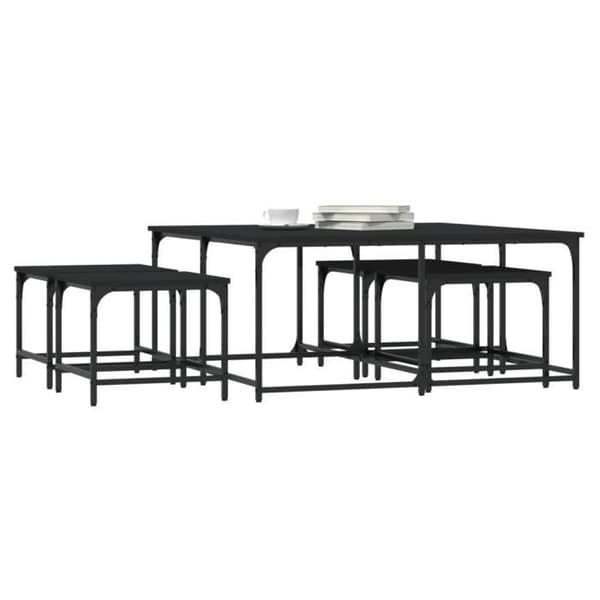 vidaXL Häckande soffbord 5 st Black Engineered Wood 835334