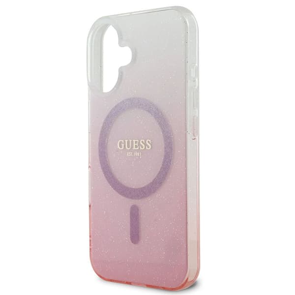 Coque Guess IML Glitter Gradient MagSafe för iPhone 16 Plus - Brun