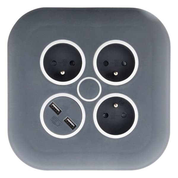 Hemmpring 3 x 2P+T + 2xUSB - 7m - Svart - Zenitech