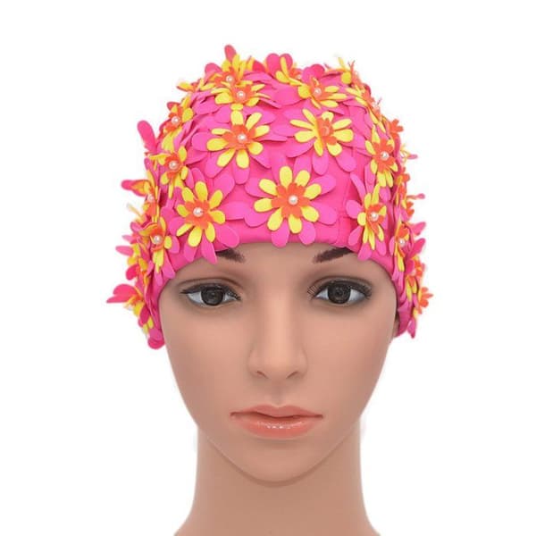 Blomsterbadmössa - MEDIFIER - CL-Y011 - Nylon - Retroblad - One size