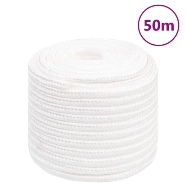 152573 vidaXL Båtrep Vitt komplett 16 mm 50 m Polypropen
