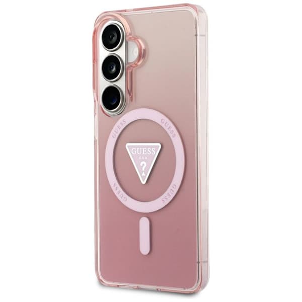 Coque Guess IML Gradient Triangle Logo MagSafe för Samsung Galaxy S26 - Rosa