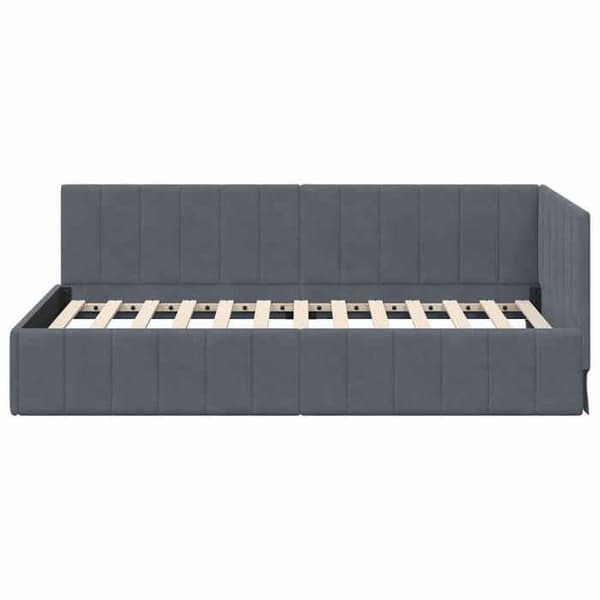 vidaXL Hörnsängram Mörkgrå 90 cm x 190 cm Sammet 42016298
