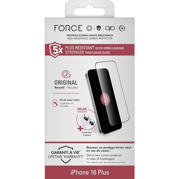 Smartphone skärmskydd Forceglass Pack FGOG 2.5D IP16 Plus + 2 GRS linsskydd