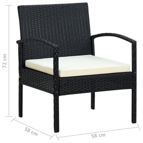 vidaXL Trädgårdsstol med Dyna Poly Rattan Svart