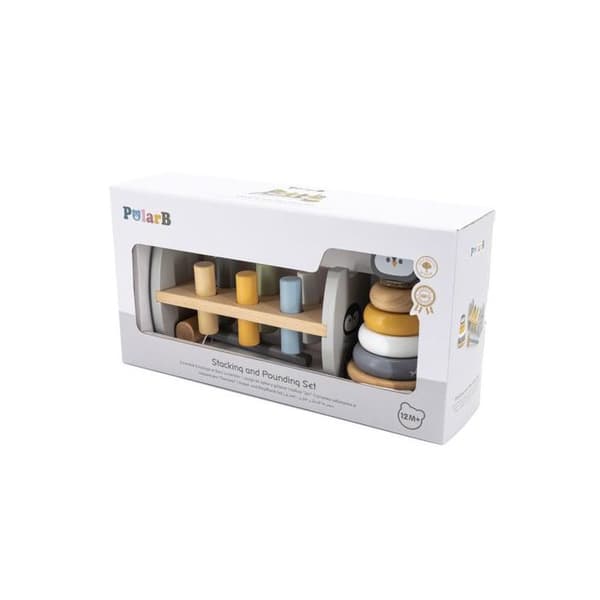 VIGA PolarB Trä Pyramid + Pingvin Hammare Montessori