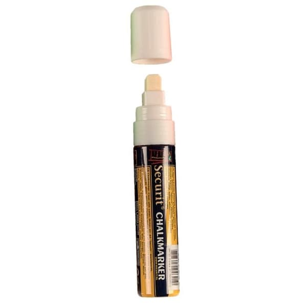 Kritmarker - SECURIT - 15 mm - Vit - Raderbar - Vattentålig