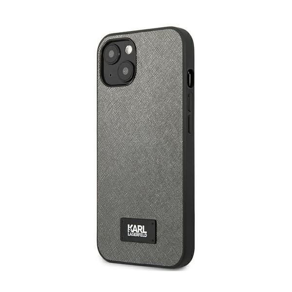 Karl Lagerfeld Saffiano Plåt Silver Skal för iPhone 13 mini