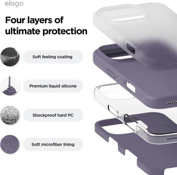 Elago Premium Silikonfodral för iPhone 16 Pro Max, djup lavendel